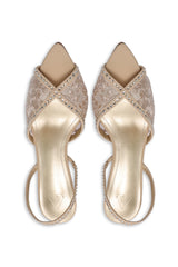 Nude Lace Heels - BEIGE