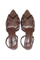 Nude Lace Heels - COFFEE