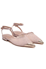 LACE POINTED FLATS - NUDE