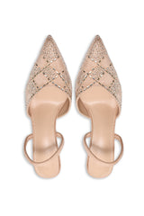 STUDDED SLINGBACK HEELS - BEIGE