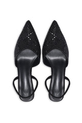 STUDDED SLINGBACK HEELS - BLACK