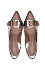 BOW SLINGBACK HEELS - COFFEE