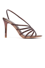 CRYSTAL STRAP STILETTO SANDALS - BRONZE