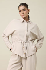 EVERLINE TIED CO-ORD SET-BEIGE