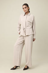 EVERLINE TIED CO-ORD SET-BEIGE