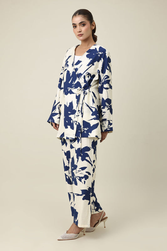 INK BLOOM WRAP CO-ORD-BLUE
