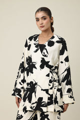 INK BLOOM WRAP CO-ORD-BLACK