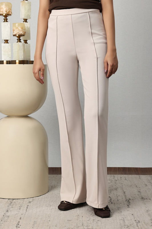 SEAM FLARED TROUSER-BEIGE