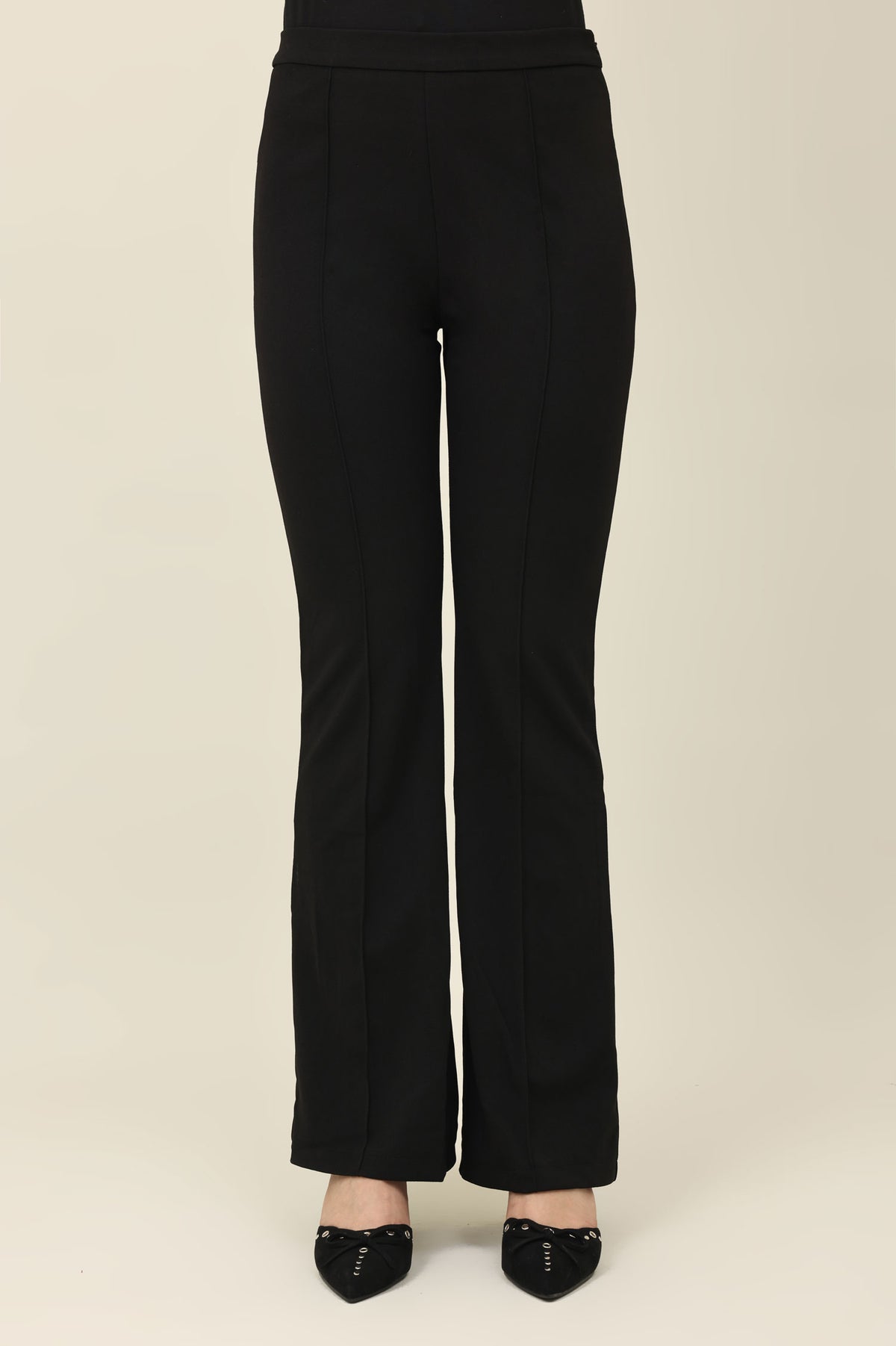 SEAM FLARED TROUSER-BLACK