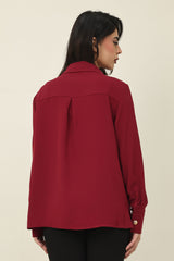 CLASSIC BUTTON POISE SHIRT-BURGUNDY