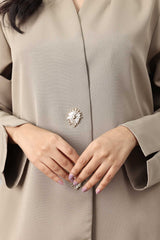 SUNBURST BUTTON BLAZER SET-BEIGE