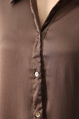SILKEN CRINKLE SATIN CO-ORD SET-CHOCO