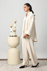 PINTUCK PLEAT CO-ORD SET-BEIGE