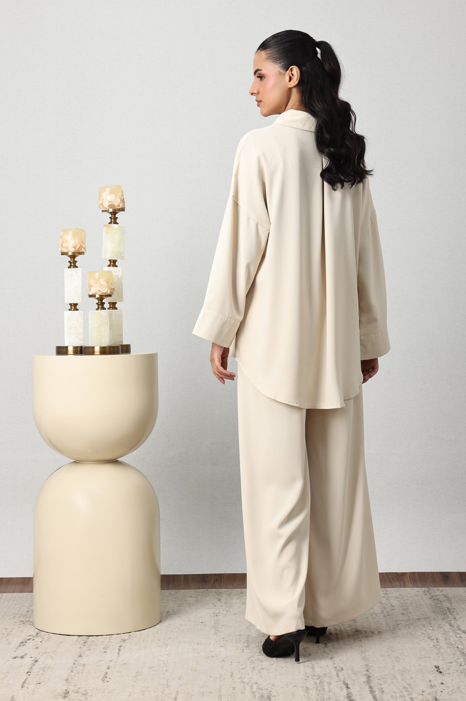 PINTUCK PLEAT CO-ORD SET-BEIGE