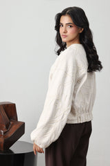VINE EMBROIDERED BOMBER JACKET-BEIGE