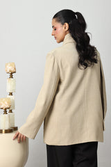 SCARF-NECK SHORT COAT-BEIGE