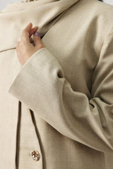 SCARF-NECK SHORT COAT-BEIGE