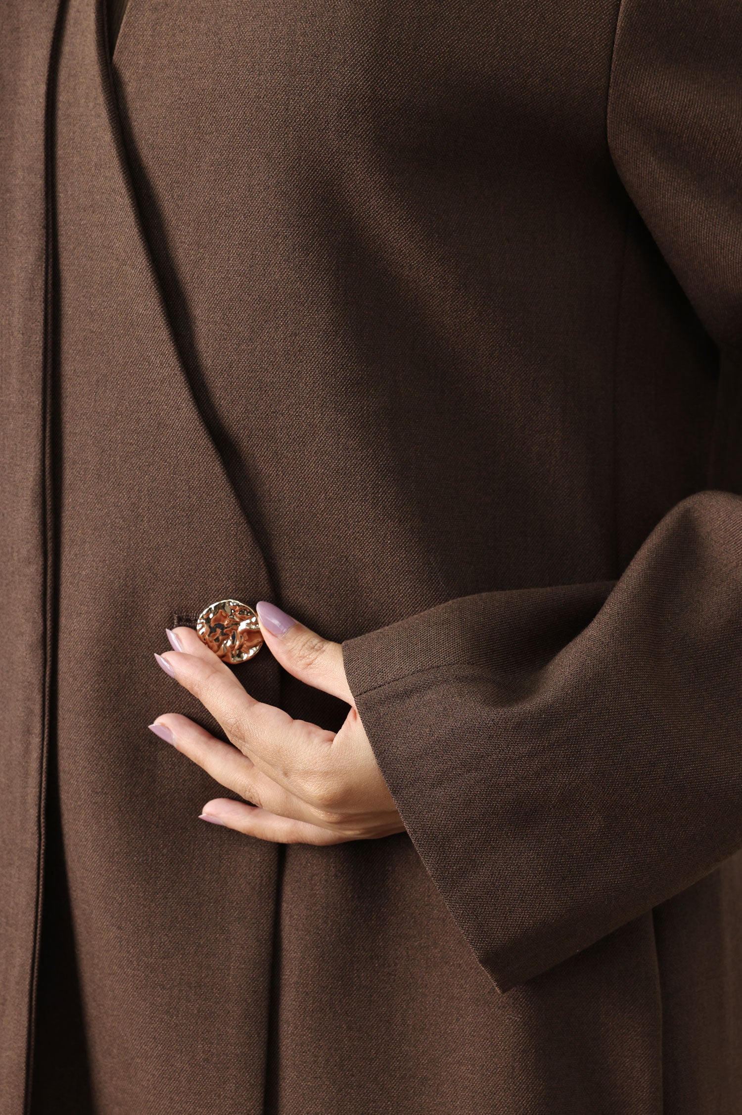 SCARF-NECK SHORT COAT-COFFEE