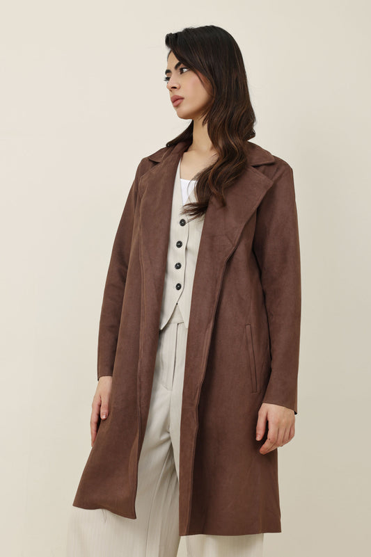 SUEDE OVERCOAT-COFFEE