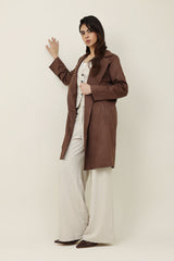 SUEDE OVERCOAT-COFFEE