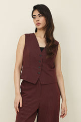 SLEEK STRIPES WAISTCOAT-WINE