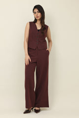 SLEEK STRIPES WAISTCOAT-WINE