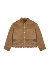 CUTWORK HEM SIGNATURE SHIRT-BROWN