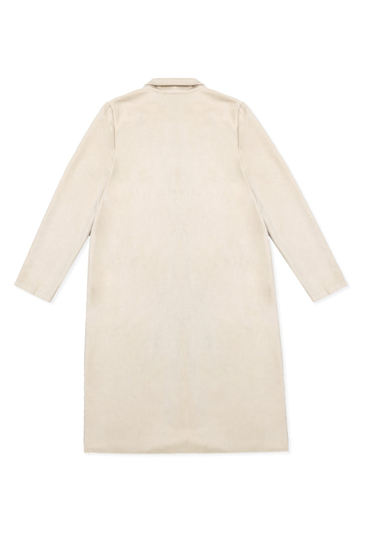 SUEDE TRACE LONG COAT-BEIGE