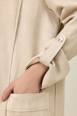 SUEDE LONGLINE COAT-BEIGE