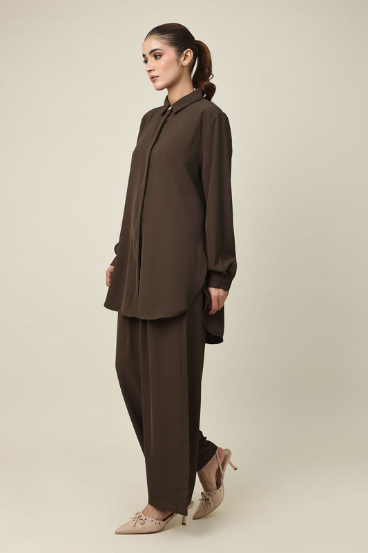 EASELINE FLUID CO-ORD SET-COFFEE