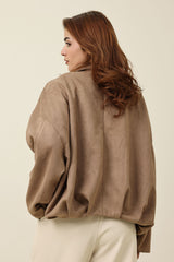 BALLOON-DRAPE SUEDE JACKET-MOCCA