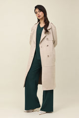 FLAP BELTED TRENCH COAT-BEIGE