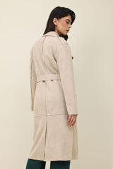 FLAP BELTED TRENCH COAT-BEIGE