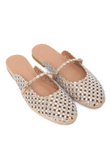 SPARKLE JEWEL MULE FLAT-BEIGE