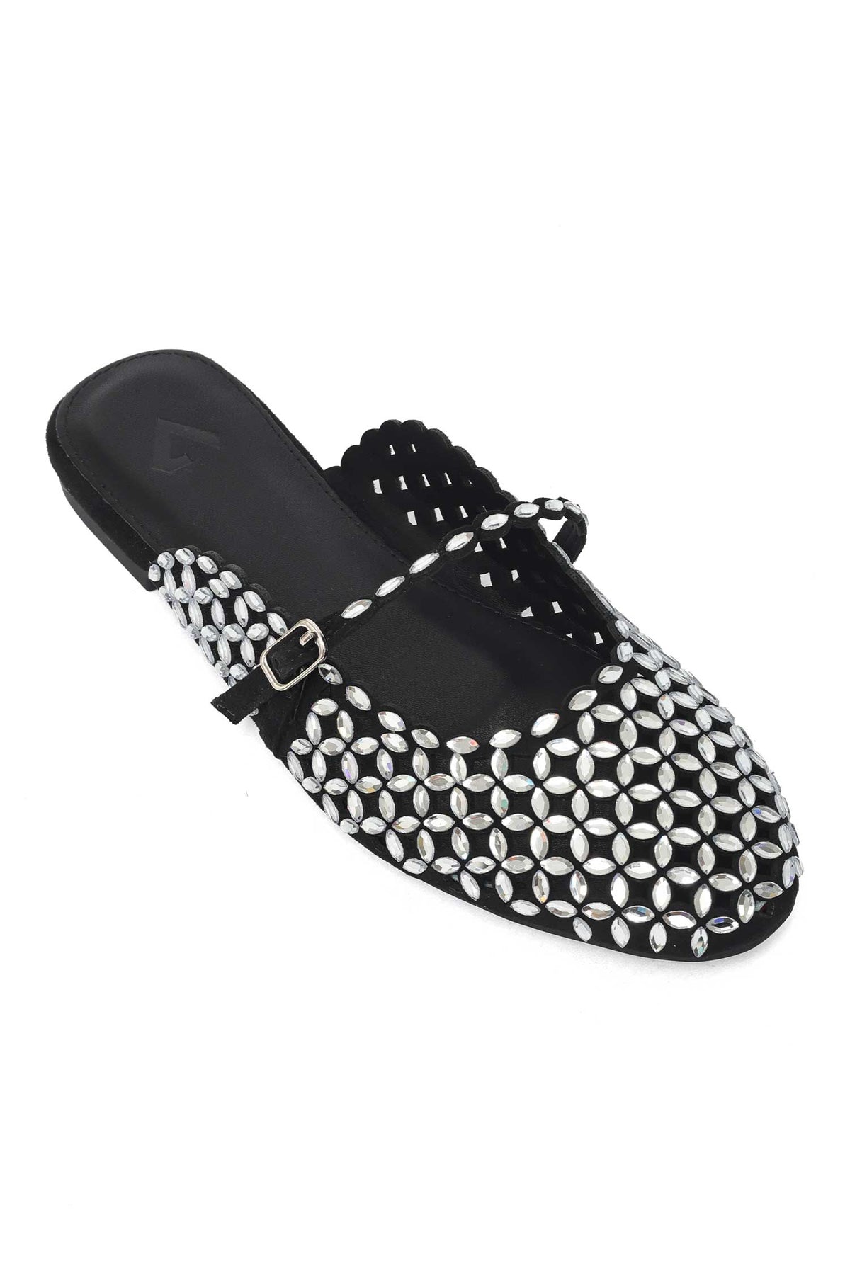 SPARKLE JEWEL MULE FLAT-BLACK