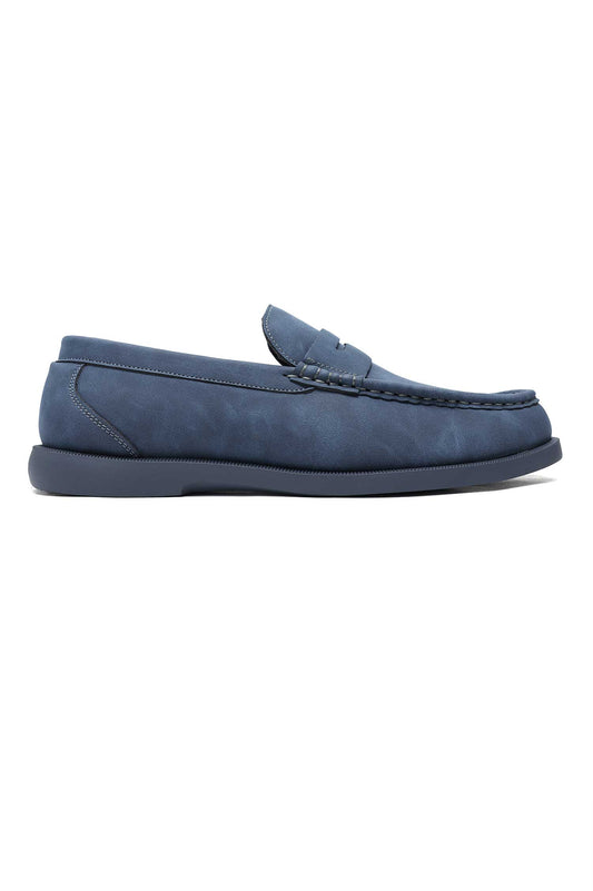 CHOCOLATE SUEDE LOAFERS-NAVY