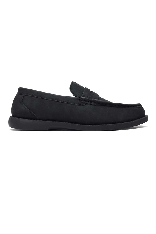 CHOCOLATE SUEDE LOAFERS-BLACK