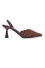 CRYSTAL BLOSSOM EMBELLISHED SLINGBACK -BRONZE