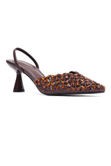 CRYSTAL BLOSSOM EMBELLISHED SLINGBACK -BRONZE