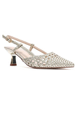 WOVEN LATTICE SLINGBACK HEEL-LT-GOLD
