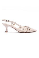 WOVEN LATTICE SLINGBACK HEEL-NUDE