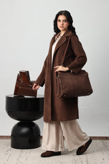 WOOL-BLEND TRENCH COAT-COFFEE