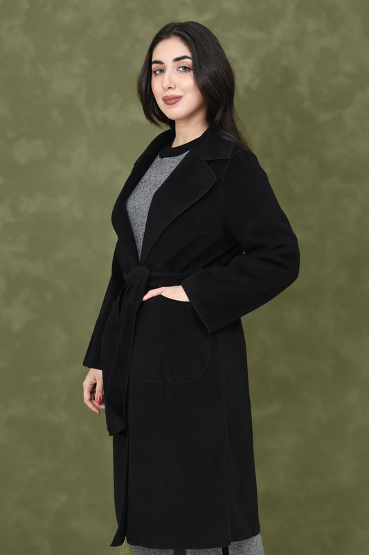 WOOL-BLEND TRENCH COAT-BLACK