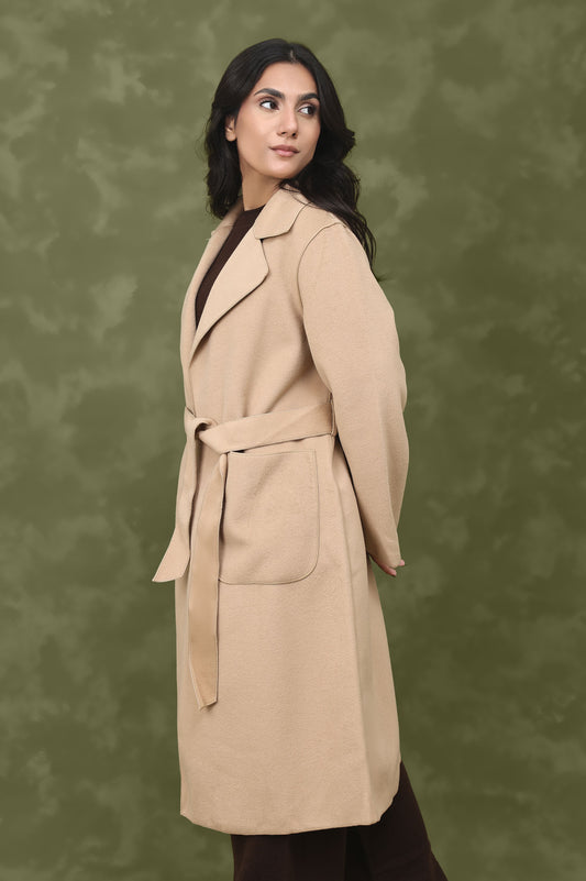 WOOL-BLEND TRENCH COAT-KHAKI