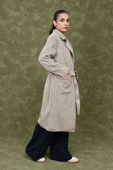 WOOL-BLEND TRENCH COAT-GREY