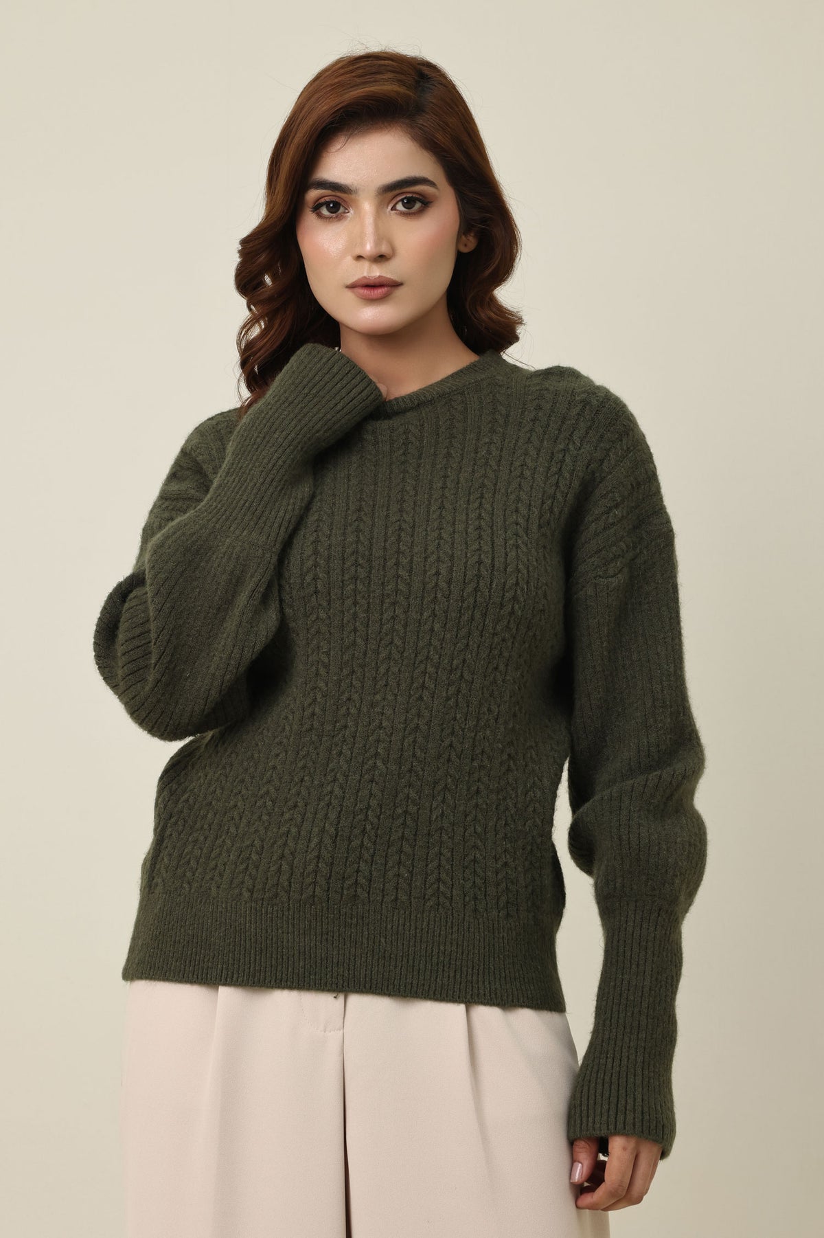 GENTLE THREADS SWEATER-OLIVE
