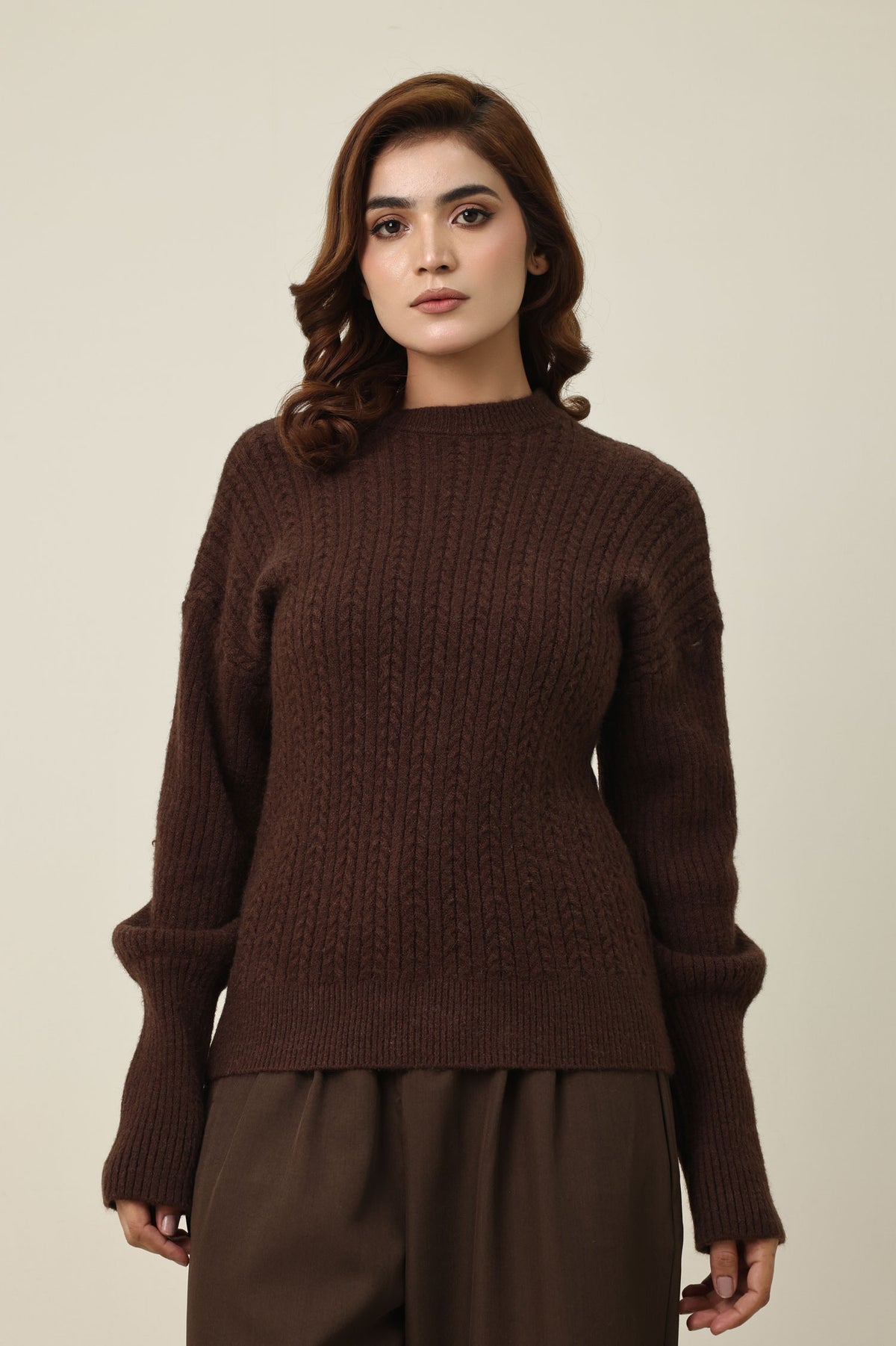 GENTLE THREADS SWEATER-COFFEE