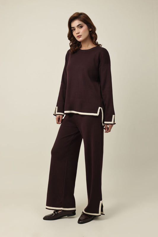 COZY KNIT CO-ORD SET-COFFEE