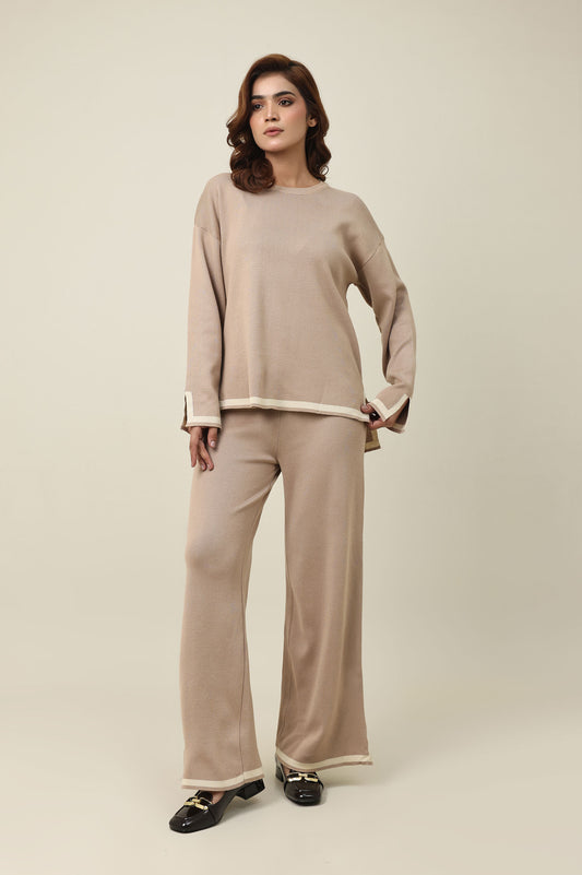 COZY KNIT CO-ORD SET-TAUPE