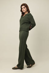 CREST LOUNGE CO ORD SET-OLIVE